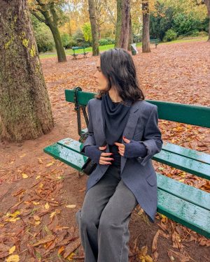 Foulard bleu marine avec cachemire