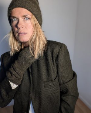 Blazer vintage laine kaki femme