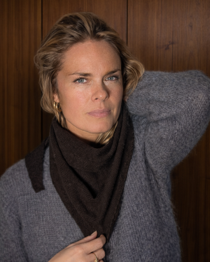 Foulard en maille laine et cachemire marron